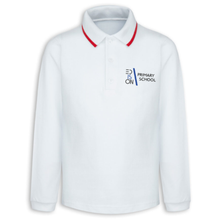 Koszulka polo dziewczęca- długi rękaw, biała